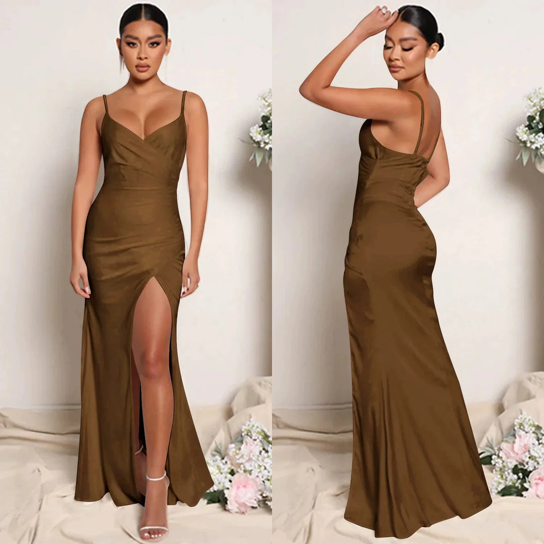 Open Leg Kleid - Braun