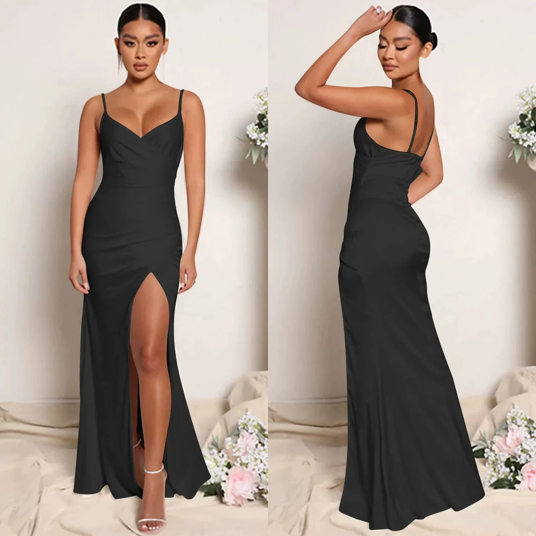 Open Leg Kleid - Schwarz